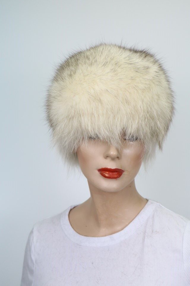 Women's Sz 22" Norwegian Blue Fox Fur Hat MINT+