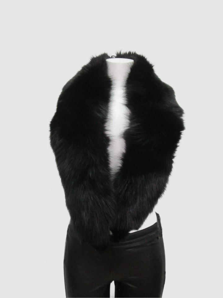 Women's Black Fox Fur Collar Coat Raincoat Detachable NEW