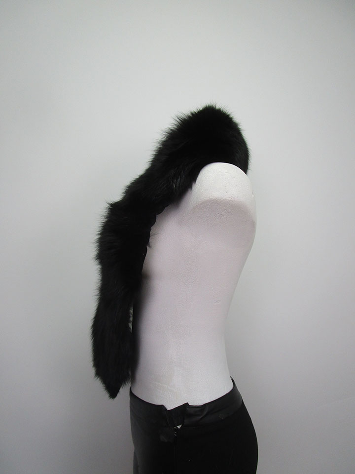 Women's Black Fox Fur Collar Coat Raincoat Detachable NEW - Image 2