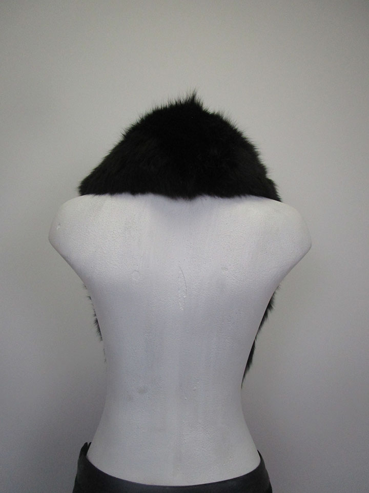 Women's Black Fox Fur Collar Coat Raincoat Detachable NEW - Image 3