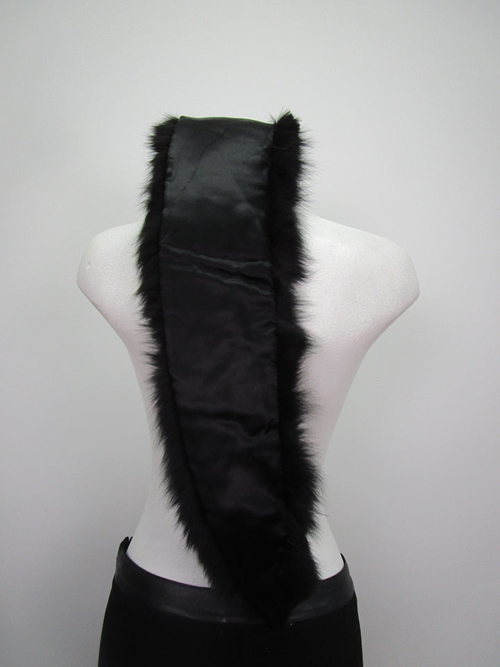 Women's Black Fox Fur Collar Coat Raincoat Detachable NEW - Image 4