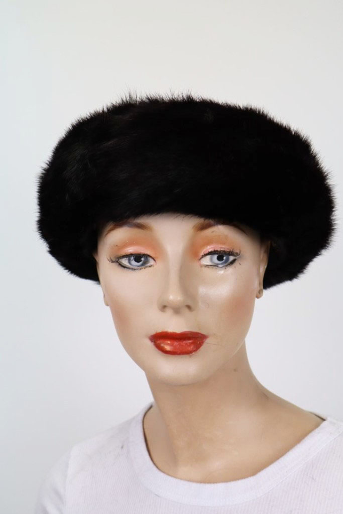 Women's Sz 22" Mink Fur Hat with Suede SUPERB