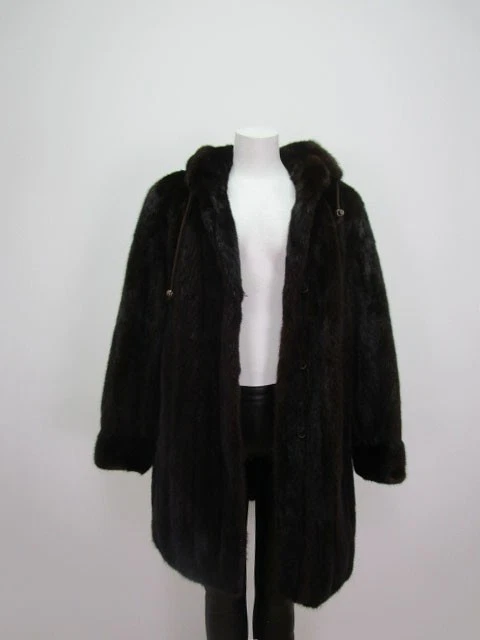 MAJESTIC MINK Fur Coat Jacket Hood Mint Women's M - Image 3