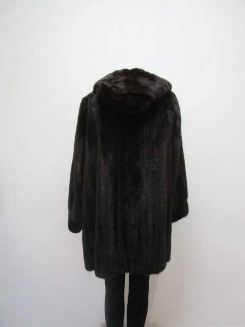 MAJESTIC MINK Fur Coat Jacket Hood Mint Women's M - Image 7