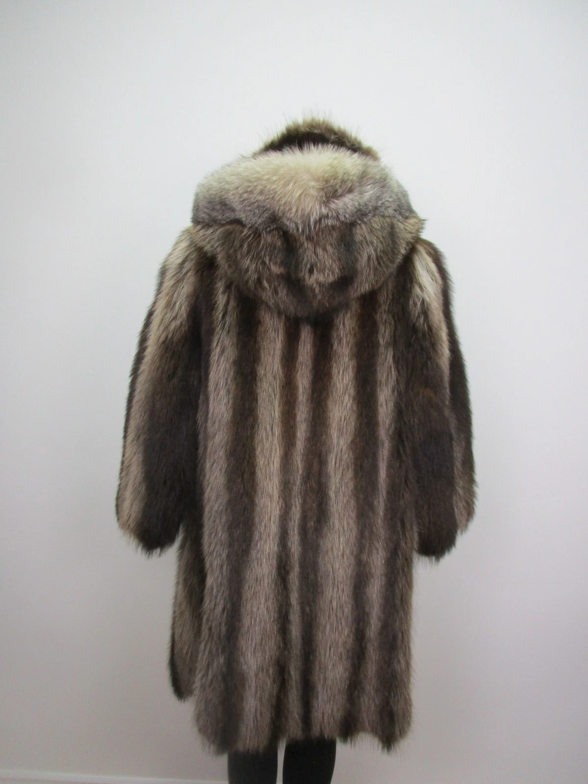 SUPERB Raccoon Fox Fur Coat Jacket Hood Women's 6 - Image 7