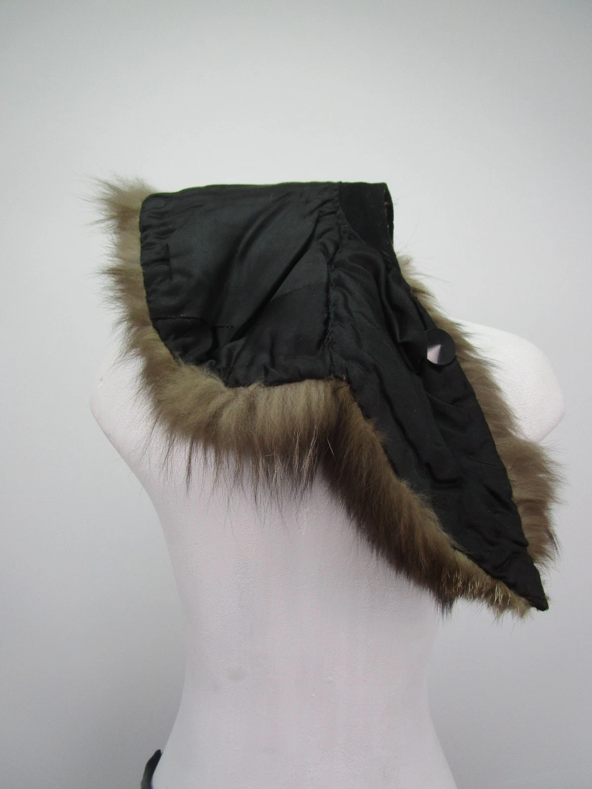Women's Silver Fox Fur Collar Coat Raincoat MINT - Image 4