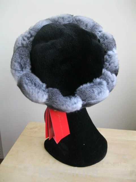 Dark Ranch Mink Fur Hat Chinchilla Fur NEW - Image 5