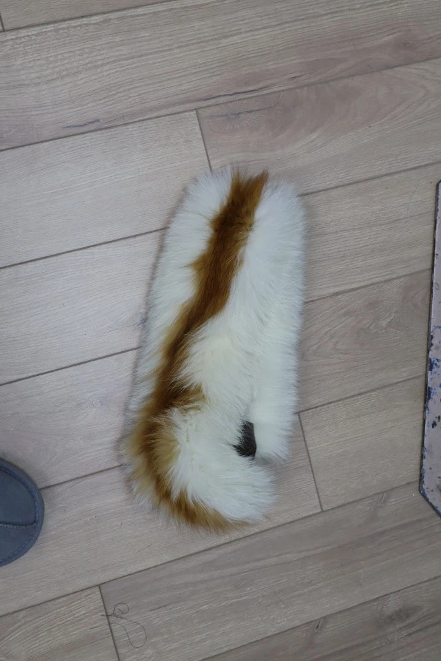 Women's Shadow and Red Fox Fur Headband / Hat MINT - Image 4