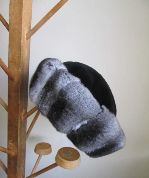 Dark Ranch Mink Fur Hat Chinchilla Fur NEW - Image 3