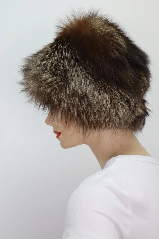 Women's Sz 22" Silver Fox Fur Hat MINT+ - Image 2