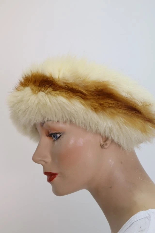 Women's Shadow and Red Fox Fur Headband / Hat MINT - Image 2