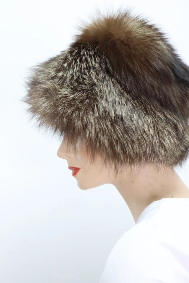 Women's Sz 22" Silver Fox Fur Hat MINT+ - Image 4