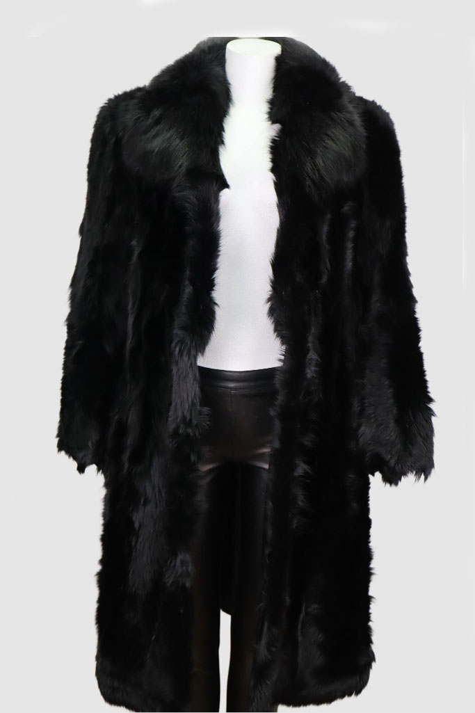 Black Fox Fur Coat Jacket Women's Sz 6 Excellent