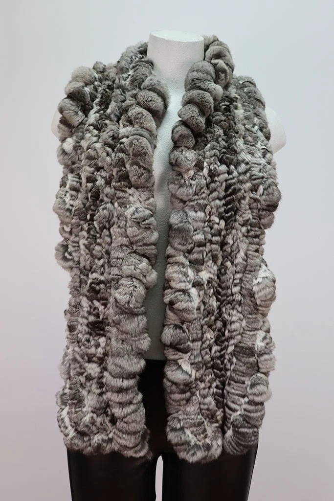 Women's Brand New Chinchilla Fur Scarf Knitted