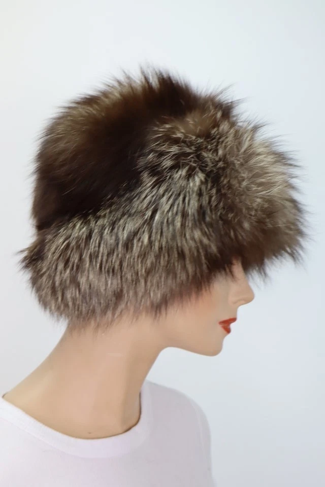 Women's Sz 22" Silver Fox Fur Hat MINT+ - Image 3