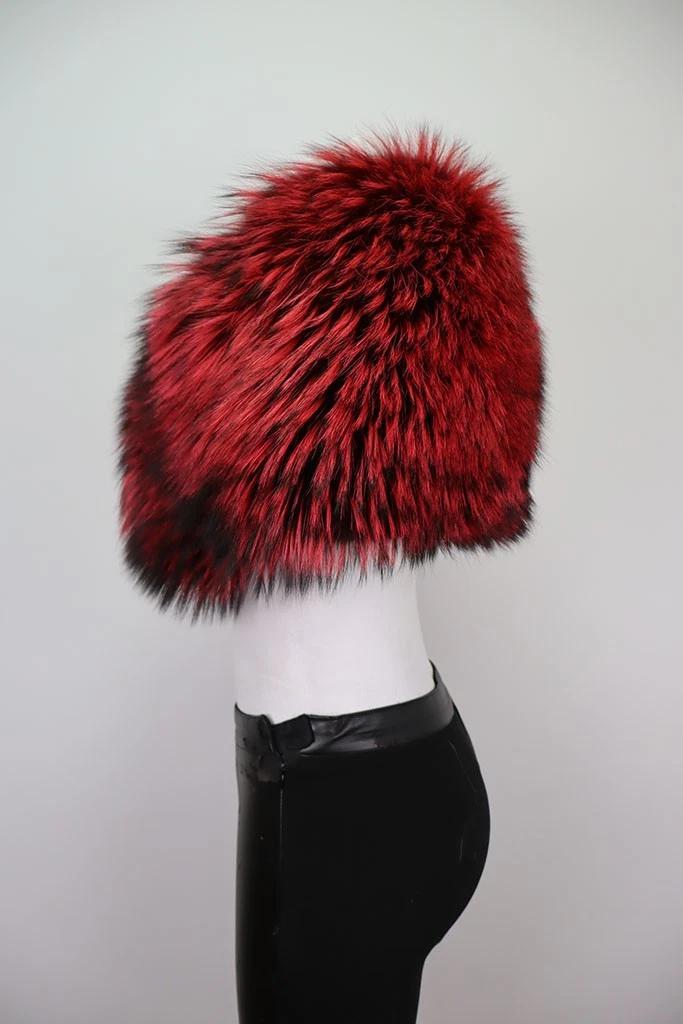 Women's Brand New Red Silver Fox Fur Collar Stole Wrap Cape Wedding - Image 3
