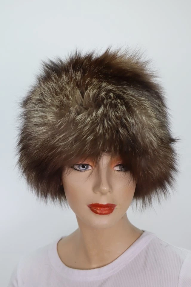Women's Sz 22" Silver Fox Fur Hat MINT+