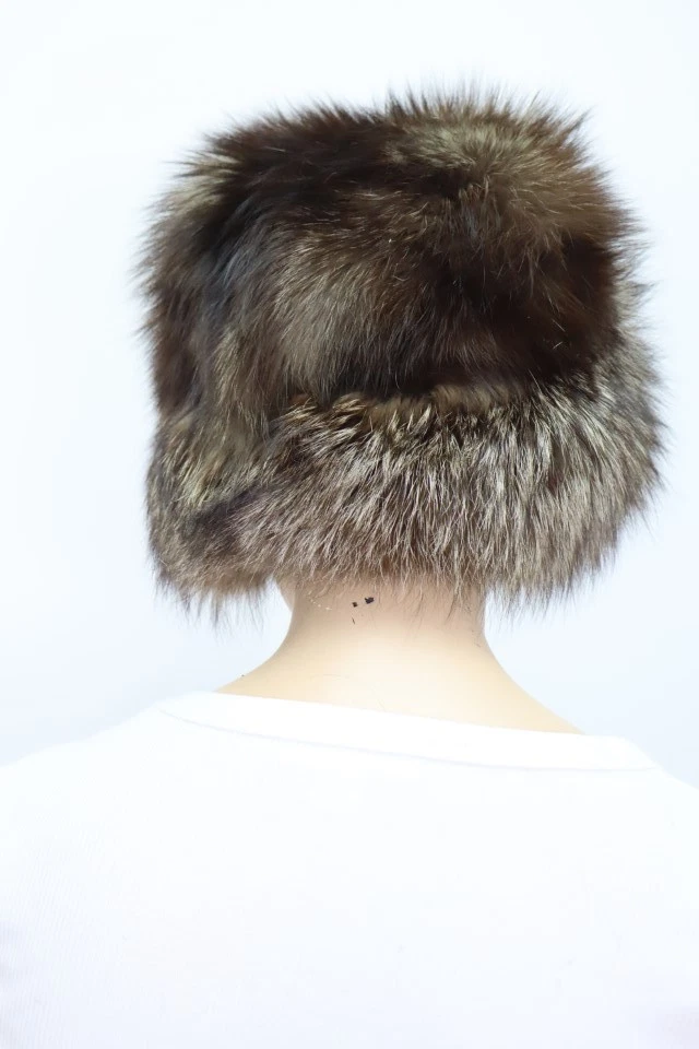 Women's Sz 22" Silver Fox Fur Hat MINT+ - Image 6