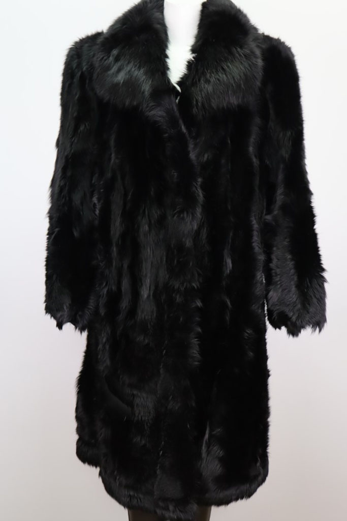 Black Fox Fur Coat Jacket Women's Sz 6 Excellent - Image 3