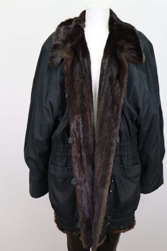 MINT Raincoat Parka Jacket Mink Fur Lining Women's XL - Image 2