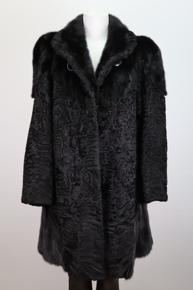 Black Swakara Mink Fur Coat Jacket MINT+ Women's 10 - Image 2