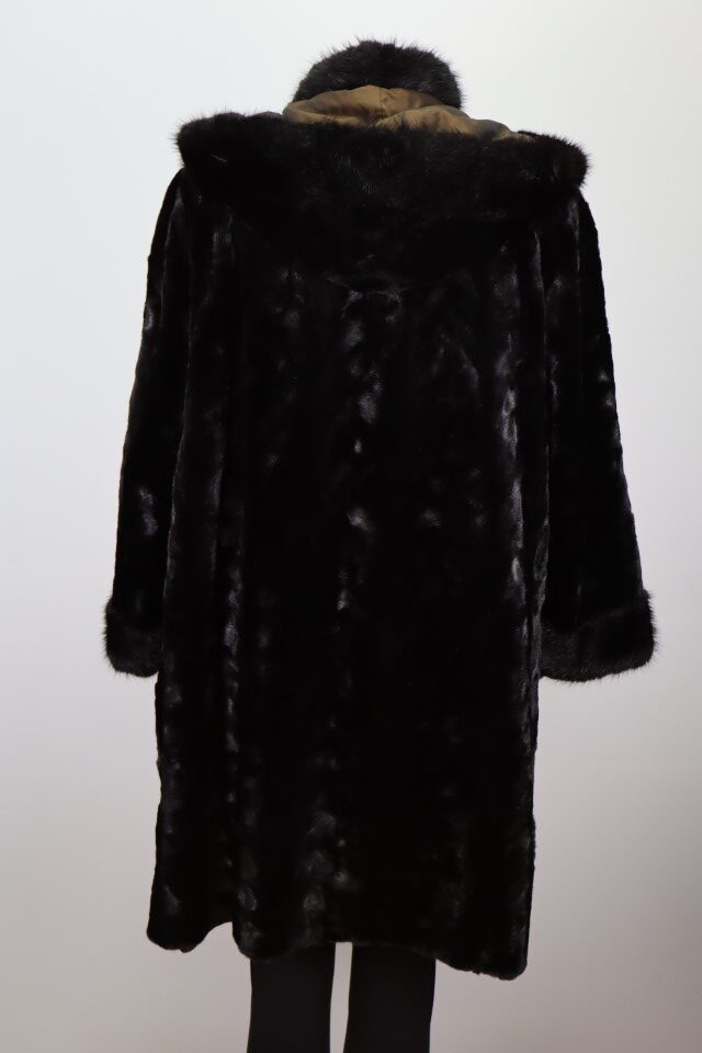 Reversible Raincoat Sheared Mink Fur Lining Hood Sz 14 Women's Superb - Image 10