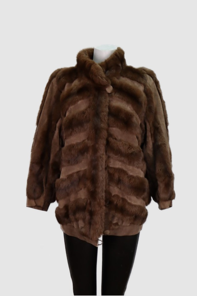 Women's Squirrel Fur Suede Jacket Coat Mint Sz 6