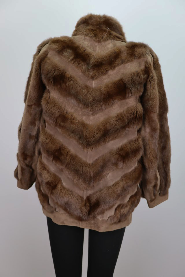 Women's Squirrel Fur Suede Jacket Coat Mint Sz 6 - Image 3