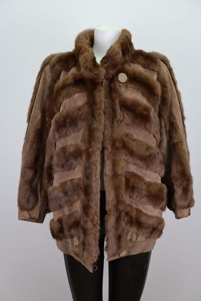 Women's Squirrel Fur Suede Jacket Coat Mint Sz 6 - Image 2