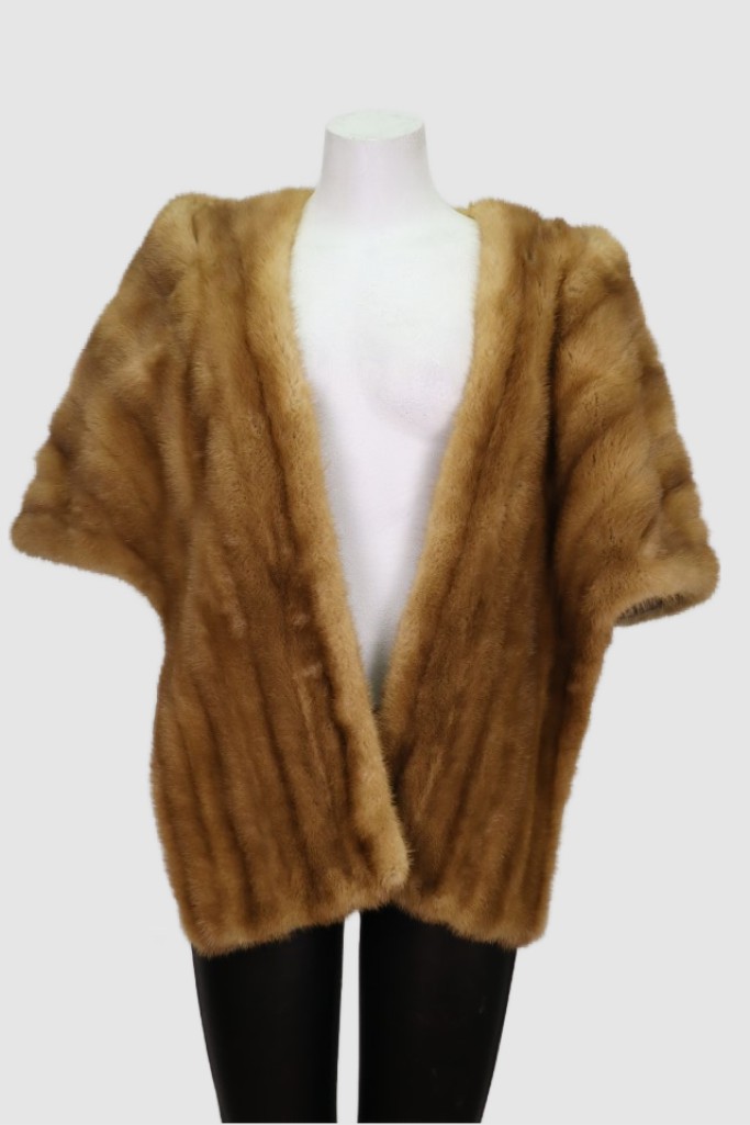 Women's MINT Pastel Mink Fur Shawl Stole Wrap Cape WEDDING Sz XL