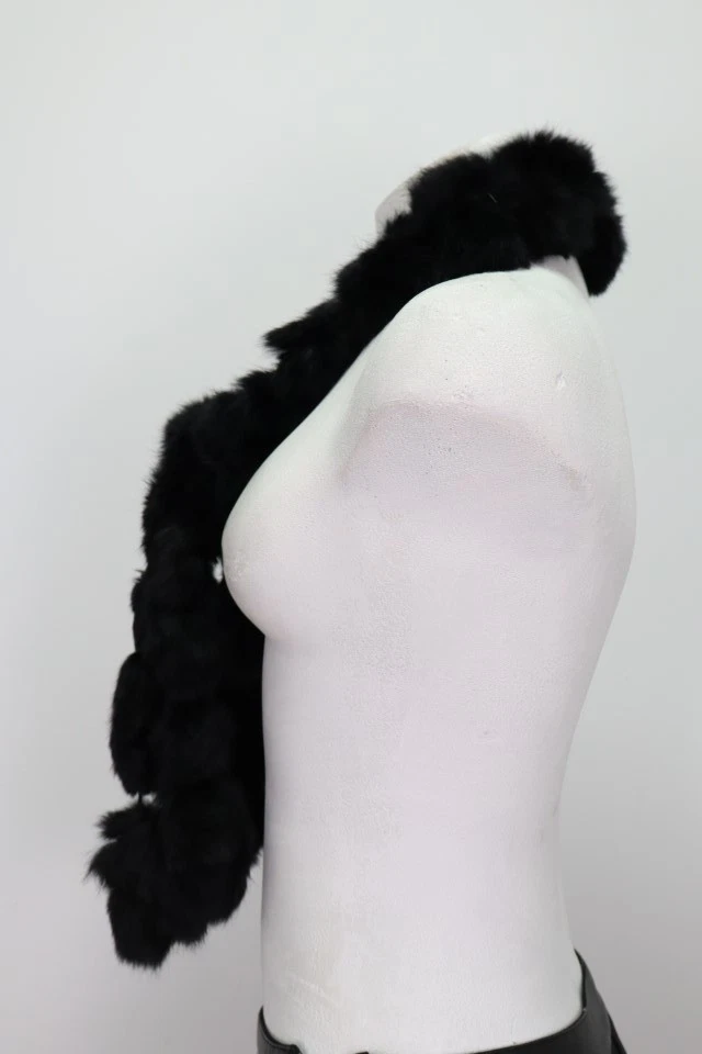 Women's Black Rabbit Fur Scarf Shawl Wrap Neck Warmer MINT - Image 3