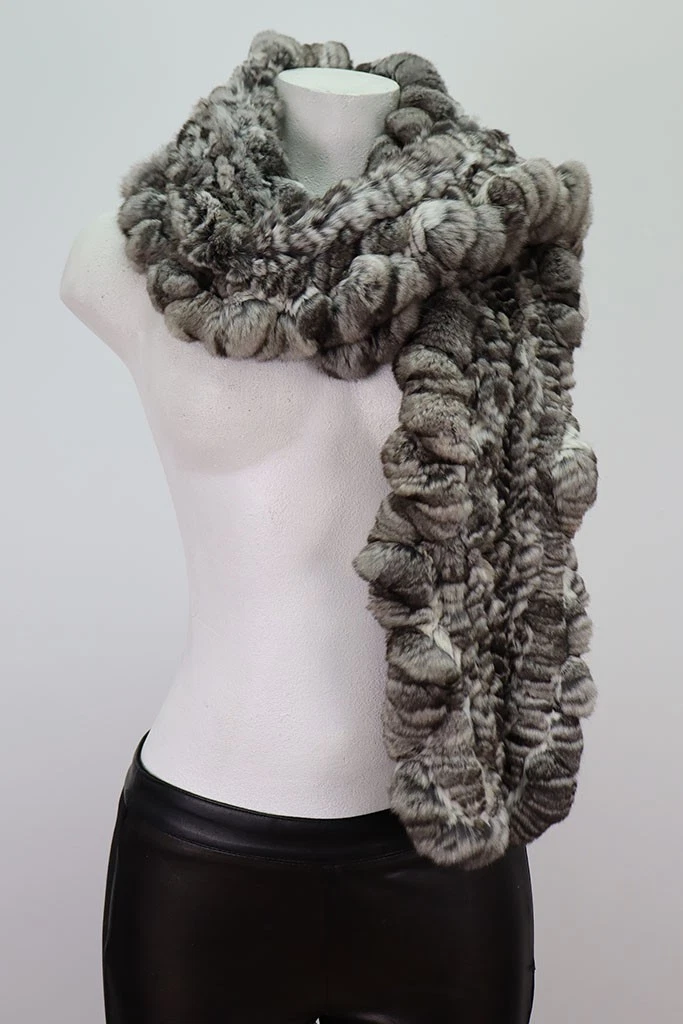 Women's Brand New Chinchilla Fur Scarf Knitted - Image 3