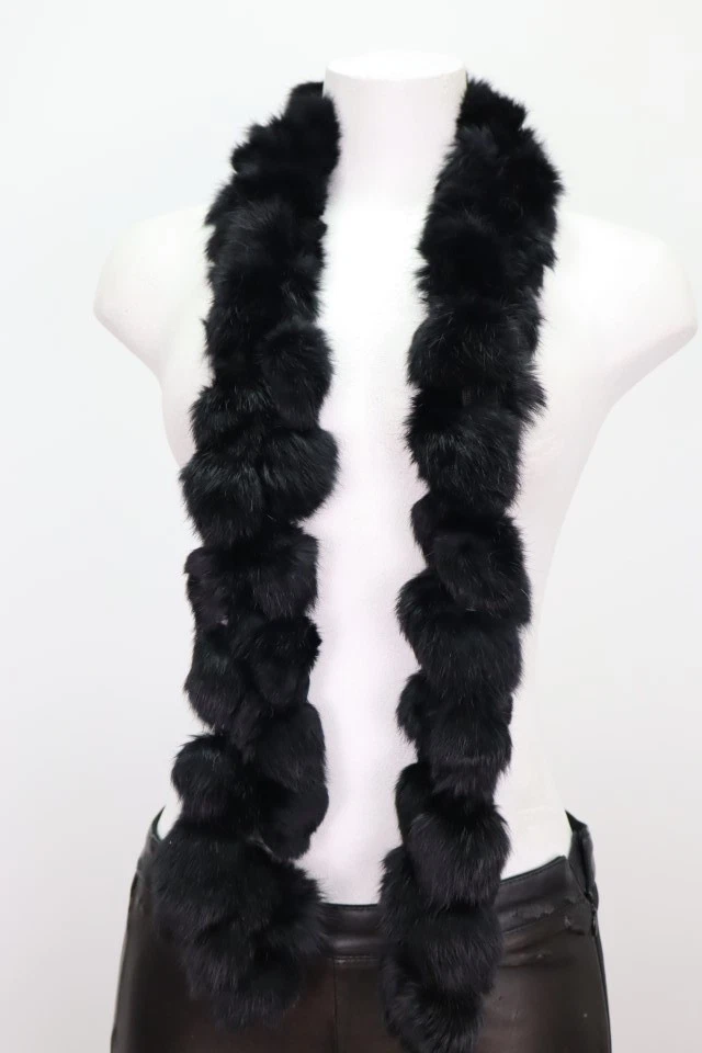 Women's Black Rabbit Fur Scarf Shawl Wrap Neck Warmer MINT - Image 2
