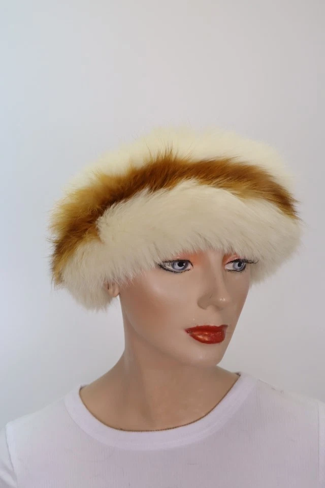 Women's Shadow and Red Fox Fur Headband / Hat MINT - Image 3