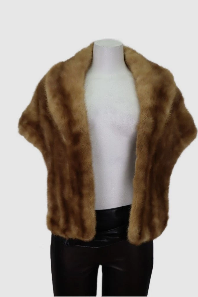 Women's Mink Fur Stole Cape Wrap Shawl with Pockets MINT WEDDING