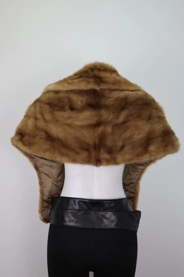 Women's Mink Fur Stole Cape Wrap Shawl with Pockets MINT WEDDING - Image 3