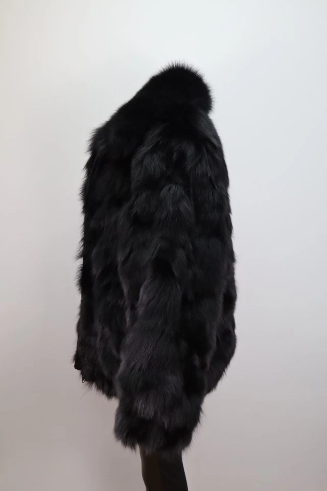 Men's Size XL NEW Black Fox Fur Coat Jacket Men 44/46 - Image 4