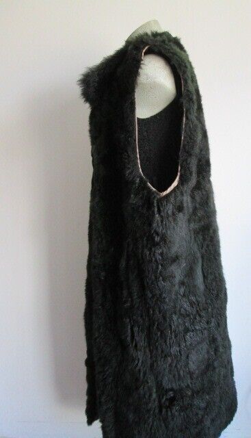 Women's Sz 10 Green Opossum Fur Vest Lining Superb Raincoat Coat - Image 4