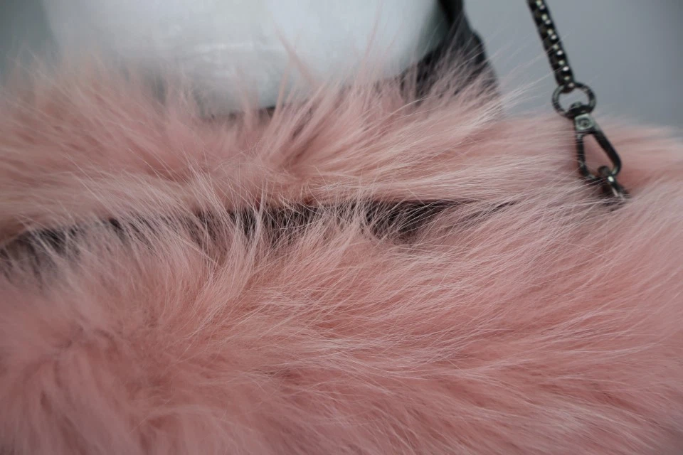 Women's NEW Pink Fox Fur Purse Handmuff Crossbody - Image 6
