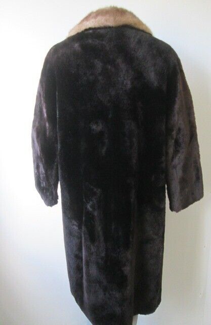 Women's Sz 8 Bon Mouton Lamb Fur Coat Mink Fur Collar - Image 4