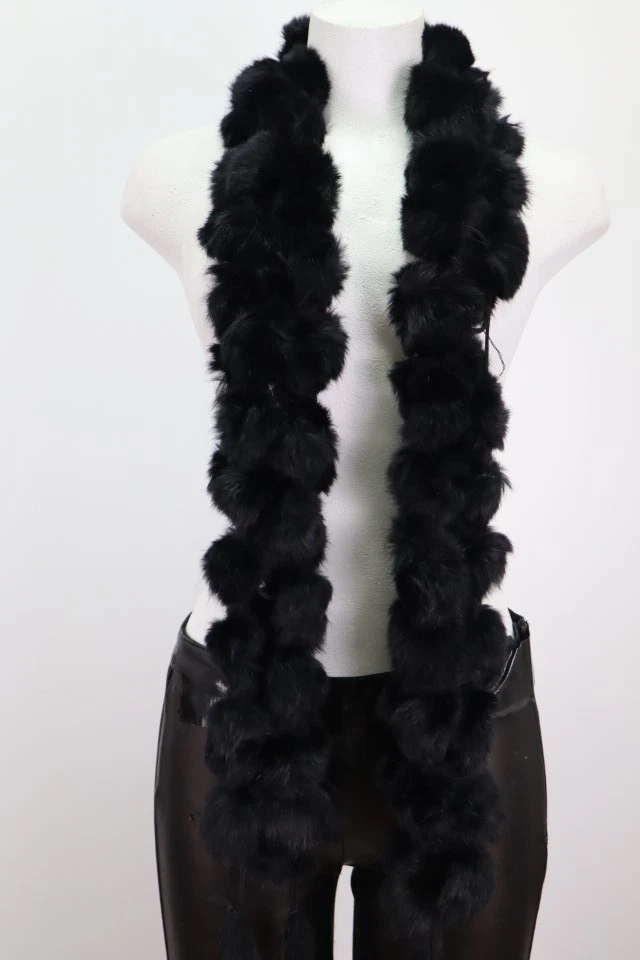 Women's Black Rabbit Fur Scarf Shawl Wrap MINT