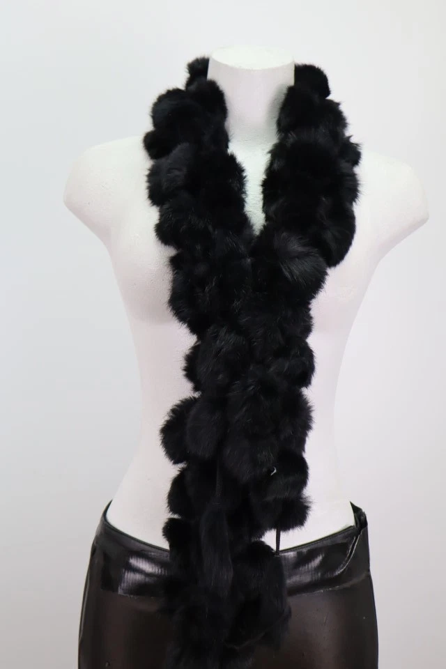 Women's Black Rabbit Fur Scarf Shawl Wrap MINT - Image 3