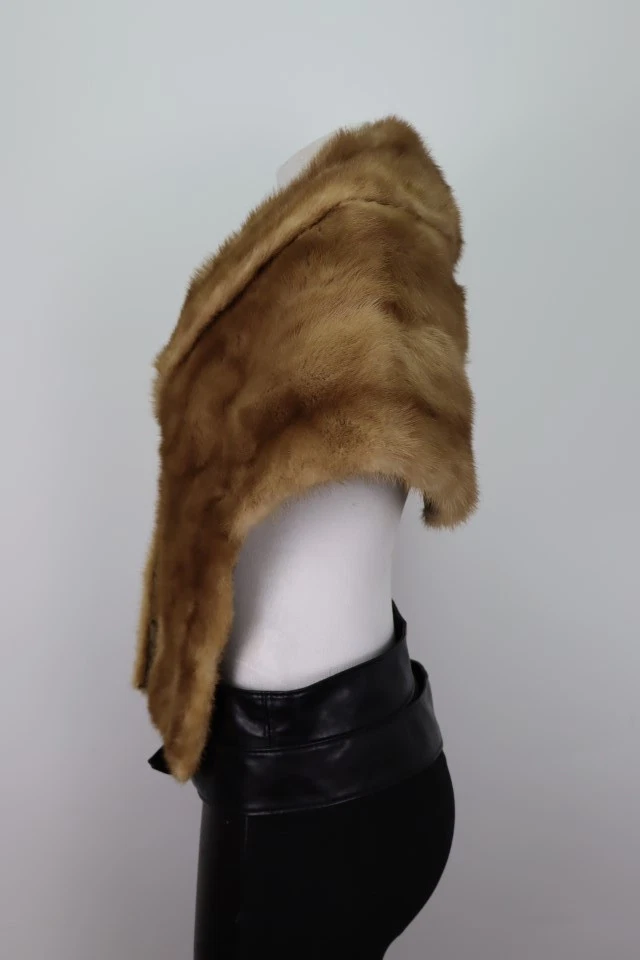 Women's Mink Fur Stole Cape Wrap Shawl MINT WEDDING - Image 3