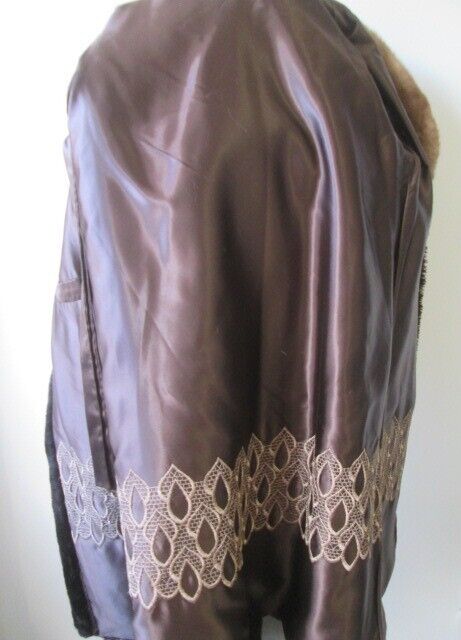 Women's Sz 8 Bon Mouton Lamb Fur Coat Mink Fur Collar - Image 6
