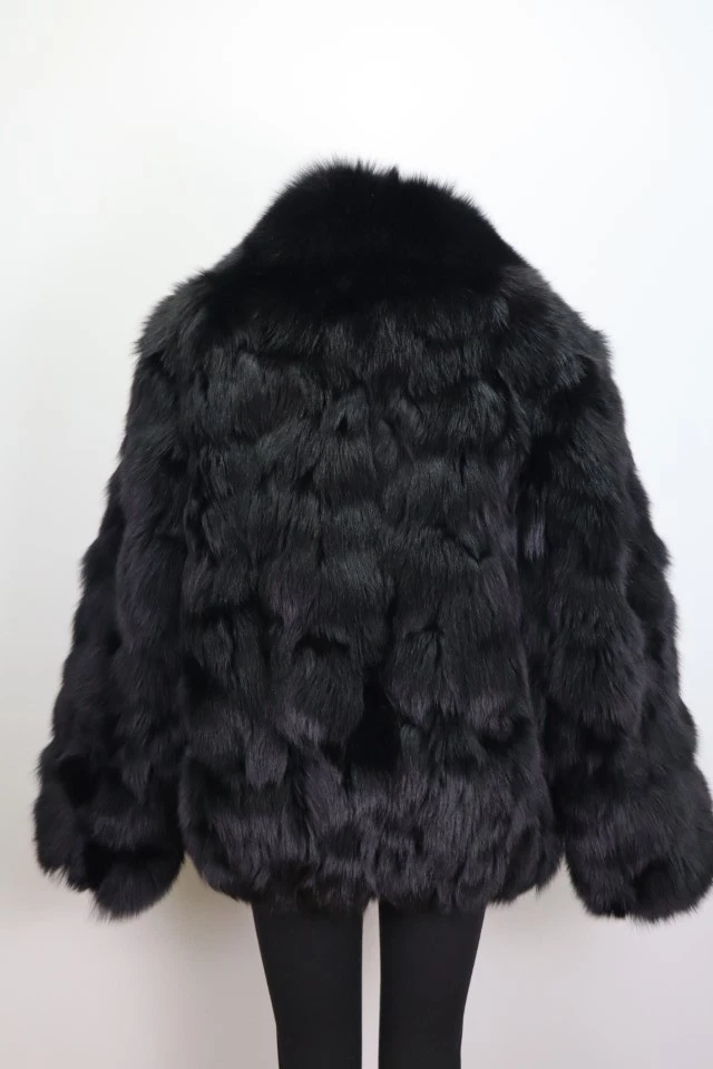 Men's Size XL NEW Black Fox Fur Coat Jacket Men 44/46 - Image 5