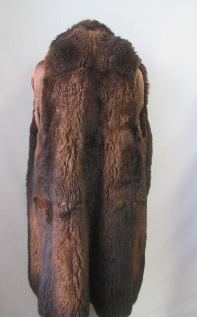 Women's Sz 10 MINT Brown Raincoat Detachable Opossum Fur Vest Lining - Image 6