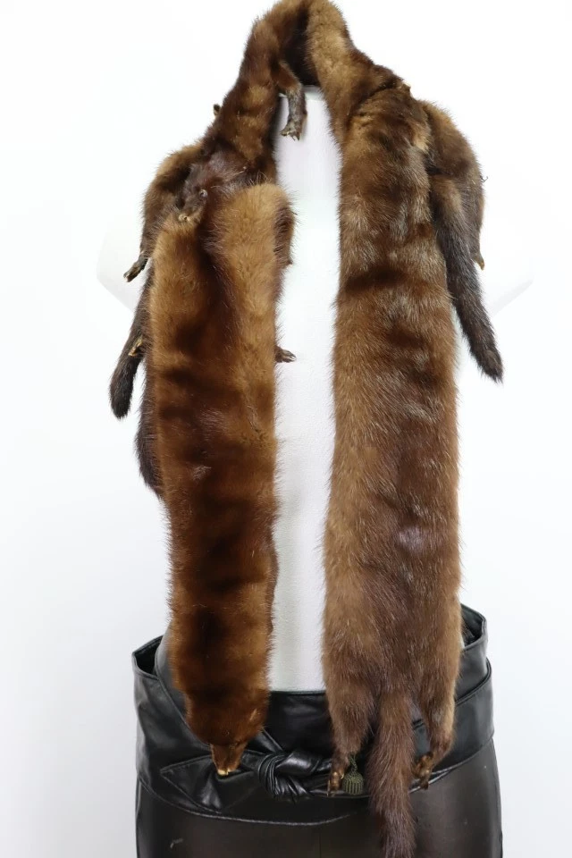 Women's 3 Mink Fur Pelts Stole Wrap Cape MINT Wedding Vintage