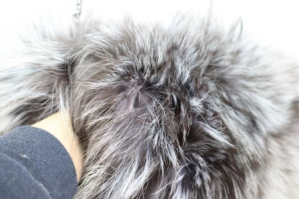 Women's New Silver Fox Fur Purse Crossbody Hand Muff - Image 2