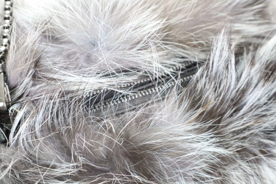 Women's New Silver Fox Fur Purse Crossbody Hand Muff - Image 3