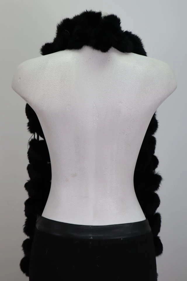 Women's Black Rabbit Fur Scarf Shawl Wrap MINT - Image 2